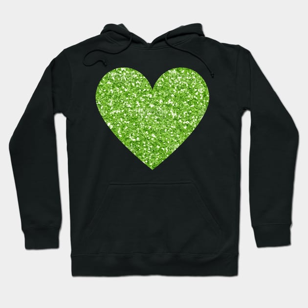 Green Faux Glitter Heart Hoodie by Felicity-K